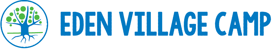 Eden Village Camp logo with a stylized tree in a blue circle.