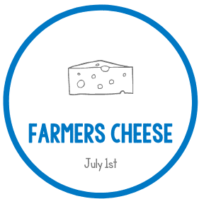 Farmers cheese illustration with event date July 1st.