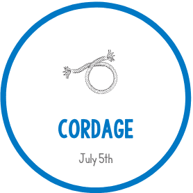 Cordage logo featuring a knotted rope and the date July 5th.